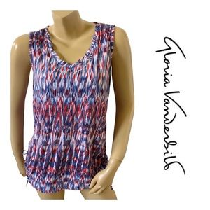 GLORIA VANDERBILT Womens Size Large Sleeveless Embellished Tank Top Shirt